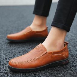 Genuine Leather Men Shoes 2021 Casual Slip On Formal Loafers Men Moccasins Italian Black Male Driving Shoes #ZYNWY-232