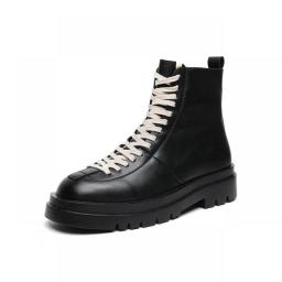 Designer Man Chunky Boot British Style Winter Men Safety Boots Leather Men's Locomotive Shoes