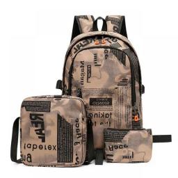 3pcs/set Junior Laptop Backpacks High Schoolbag Boys Shoulder Student Travel Bag Men Business Backpack School Bags Sac Mochila