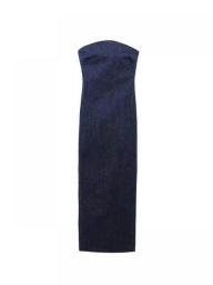 Nlzgmsj Sexy Strapless Backless Zipper Split Dress Party Blue Denim Female Long Dress For Women Clothes Summer Evening Dresses