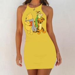 Vestidos De Verano Mujer 2022 Summer Disney Winnie The Pooh Tigger Cute Casual Dress Mini Sleeveless Crew Neck Nightdress Club