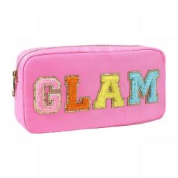 Letter Patch Transparent PVC Cosmetic Bag Clutch America Women Clear Make Up Cosmetic Bag Pouch Travel Stuff Makeup Toiletry Bag