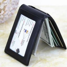 Solid Men's Thin Bifold Money Clip Leather Wallet Women Men Slim Leather Wallet Business ID Credit Card Cases Travel Wallet