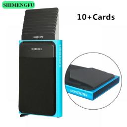 Pop Up RFID ID Card Holder Male Wallet Mini Package Aluminum Metal Protective Gear Storage Bag Smart Quick Release Women Purse