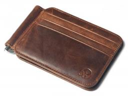 Genuine Leather Money Clip Vintage Designer Men's Thin Wallet With 12 Card Slots Slim Purses For Man