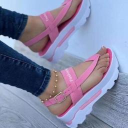Women Sandals 2022 Summer Sandals With Platform Heels Chaussure Femme Buckle Wedges Shoes For Women Heels Sandals Flip Flops