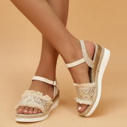 Women's Wedge Sandals 2023 Summer Plus Size Female Shoes Roman Hemp Platform Women's Sandals Ankle Strap Ladies Casual Sandalias