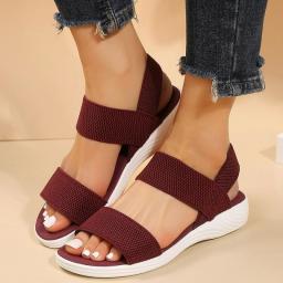 Women's Knit Elastic Cloth Wedge Sandals Slip On Lightweight Walking Sandals Women Plus Size Comfortable Summer Shoes Woman 2023