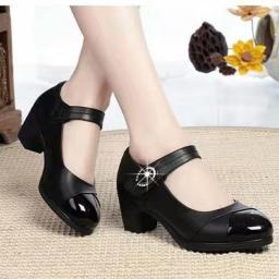 Low-heeled Women's Shoes Soft Sole Ladies Single Shoes Spring Comfort Women's Chunky Heel Shoes Zapatos Mujer Con Tacones Bajos