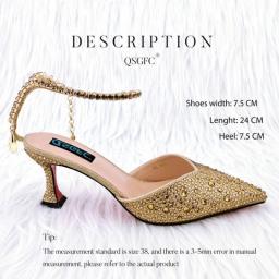 New Arrival Fashion Style Pointed Shoes Bag Soft Handle Bag Anklet Design Medium Heel Ladies Shoes Suitable For Wedding Party