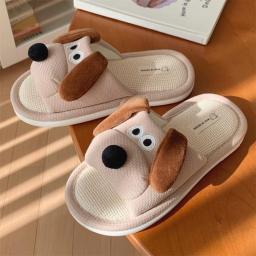 2023 Cartoon Dog House Slippers Cute Animal Slipper For Women Girls Fashion Kawaii Summer Linen Home Slippers Woman Funny Shoes