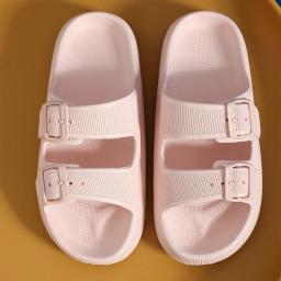 2023 New Adjustable Slippers Thick Sole Slippers Double Buckle Home Bathroom Anti Slip Cloud Slippers Women Outdoor Beach Slides