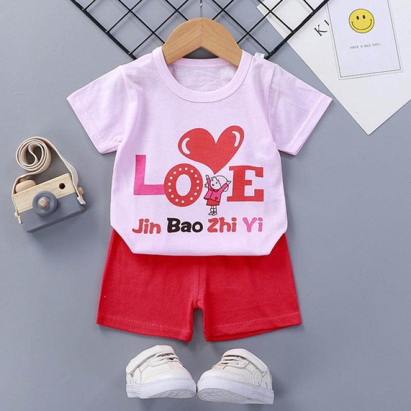 Cotton Kids Clothing Sets 2pcs Summer Clothes for Girls New Baby Boys Short Sleeve T-shirt+shorts Suit Toddler Kids Outfit