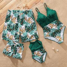 PatPat One-pieces Family Matching Outfits Swimsuit Mama Mother And Daughter And Son And Dad Swim Shorts And V Neck Swimwear