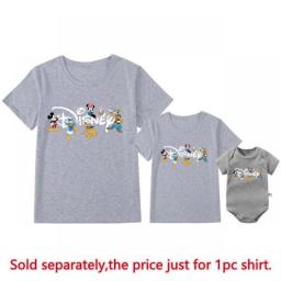 2023 Family Disney Trip Shirts Cotton Mickey Minnie Mouse Print Matching Dad Mom Kids Tees Tops Baby Rompers Family Look Outfits