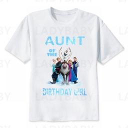 Disney Family Matching Outfits For Birthday Girl Frozen Elsa Anna Theme Party Family Look T-shirt Kids Clothes Father Mother