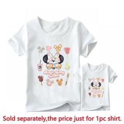 Best Day Ever Print Funny Family Matching T-shirt Minnie Mickey Mouse Shirt White Father Mother And Kids Disney Tees Tops
