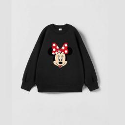 Cartoon Disney Mickey Mouse Kids Boys Girls Hooded Sweater 2023 New Autumn Spring Baby Tops Loose Bottoming Shirt Clothing