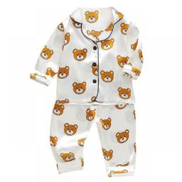 Toddler Silk Satin Pajamas Pyjamas Set Baby Sleepwear Pijama Pajamas Suit Boys Girls Sleep Two Piece Set Autumn Kids Loungewear