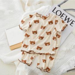 2023 Summer Baby Pajamas Set Dot Print Infant Korean Girls Sleeper Wear Pyjamas Kids Toddler Girls Indoor Clothes Suit Nightwear