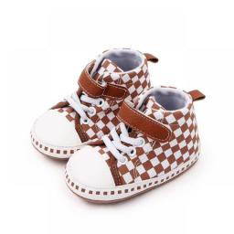 Spring And Autumn Newborn Baby Shoes Soft Sole Antiskid Toddler Crib Shoes Breathable Plaid Baby Boy Shoes Zapatos De Bebes