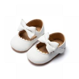 KIDSUN Baby Princess Shoes Infant Bow Garden Shoes Versatile Non-Slip Rubber Soft Sole Flat PU First Walker Newborn Manor Style