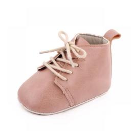 Newborn Baby Boy Girl Shoes Cotton Sole Anti-slip PU Leather Baby Shoes Toddler Crib Shoes Lace-up British Baby Shoes