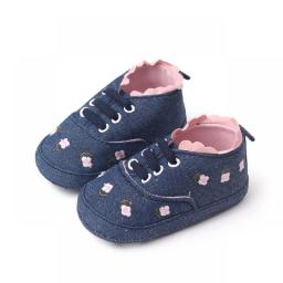 Newborn Baby Shoes Denim Embroidered Baby Girls Shoes Soft Sole Breathable Toddlers Infant Baby Casual Shoes Baby Items