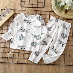 2023 Summer New Children Home Clothes Set Boys Girls Long-sleeved Pajamas Thin Section Kids Clothing Baby Clohtes