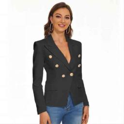 Amandina Luxe Golden Buttons Double Breasted Women Luxury Blazer Jacket