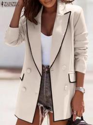 Fashion OL Suits ZANZEA Spring Women Blazer Full Sleeved Lapel Neck Jackets Shirt Tops Feamle Chic Outwear Coat Office Outfits