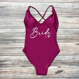 Team Bride Love Bikini 2023 Women Sexy Bodysuit One-Piece Swimsuit Bride Swimwear Women Bachelor Party Swimming Beachwear Femme