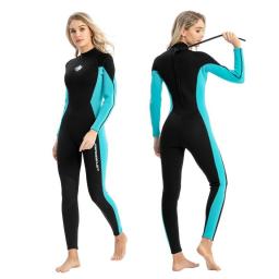 Women's 3MM Neoprene Wetsuit Ladies One-Piece Long Sleeves Warm Sunscreen Snorkeling Swimming Drifting Surfing Diving Suit