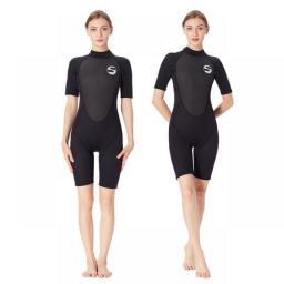 New Women's One-piece 3MM Neoprene Diving Suit Fashion Short-sleeved Warm Bathing Suit Diving Suit Sunscreen Surfing Suit 2023