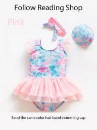 2021 New Girl Baby Mermaid Swimsuit Princess Fashion Cartoon Fish Scale Print Ballet Dance One Piece Kids Sequin Tulle Swimsuits