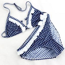 Summer Children's Two Pieces Swimsuit Girls Cute Swimwear Kids Infant Lovely Plaid Princess Bikini Suits For Big Girl 6-16Y