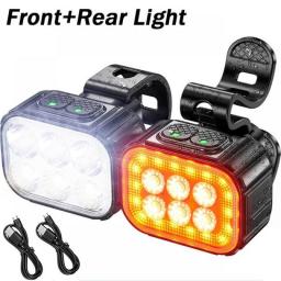 Bicycle Q6 Light Set Bike LED Front Rear Lights USB Charge MTB Road Bike Highlight Lamp Cycling Light Lamp Cycling Accessories