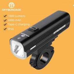OFFBONDAGE Bicycle Light 1000Lumen Bike Headlight Power Bank Flashlight Handlebar USB Charging MTB Road Highlight