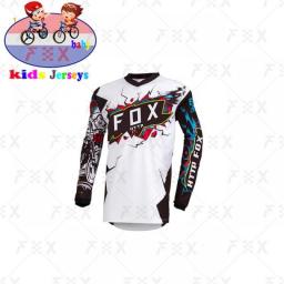 Kids Full-sleeve Downhill Jersey Off-road Mountain Bike Bicycle Motorcycle Children Cycling T-shirt Http Fox MTB Cycling Jersey