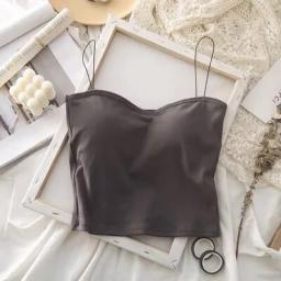 Women Summer Vest Tops Sleeveless Cotton Bustier Soft Elastic Washable Wear-resistant Bra Vest Crop Top Seamless Bralette Tees