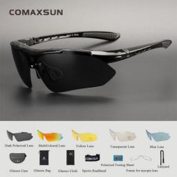 Comaxsun Professional Polarized Cycling Glasses Bike Goggles Outdoor Sports Bicycle Sunglasses UV 400 With 5 Lens TR90 2 Style