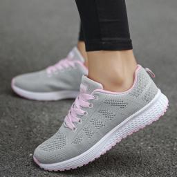 Women's Sneakers 2023 New Fashion Breathable Trainers Comfortable Sneakers Women Mesh Fabric Lace Up Female Footwear Women Shoes