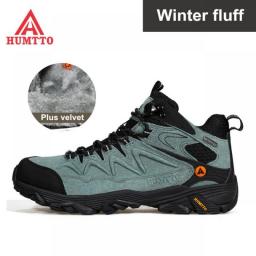 HUMTTO Hiking Shoes For Men Leather Trekking Waterproof Boots Camping Ankle Boots Mens Hunting Mountain Tactical Sneakers Man