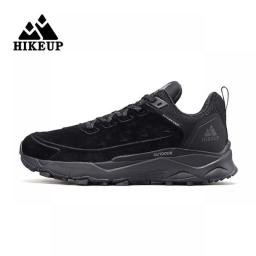 HIKEUP Hiking Shoes For Men Outdoor Sports Camping Hunting Walking Shoe Suede Genuine Leather Breathable Sneaker Non-slip