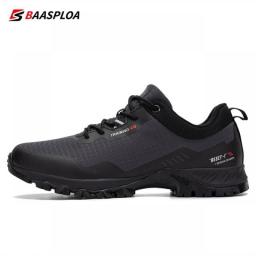 Baasploa New Men's Anti-Skid Wear-Resistant Hiking Shoes Fashion Waterproof Outdoor Travel Shoes Sneaker Comfortable Male Shoes