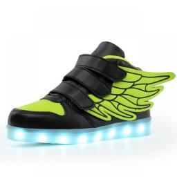 Kids Sneakers USB Charging LED Luminous Shoes Flat Wing Skateboard Shoes Light Up Girls Casual Board Shoes Children Sports Shoes