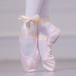 Satin Ballet With Ribbon Straps Round Toe Indoor Yoga Adult Girls Soft Split Sole Dance Ballerina Shoes