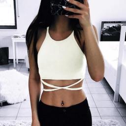 Summer Sexy Women's Lingerie Short Camisole Casual Solid Color Waist Strap Sleeveless Crop Tops Fashion Top Women Underwear