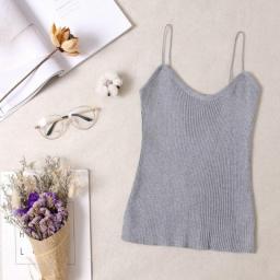 Women Knitted Tank Tops Sexy Spaghetti Strap Stretch Cropped Tops 2020 Striped Knit Camisole Hot Sale WDC4755