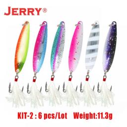 Jerry Vulpecula Spoon With Feather Lures Treble Hooks Metal Jig Pike Bass Baits Artificial Spinner Sea Fishing Tackle